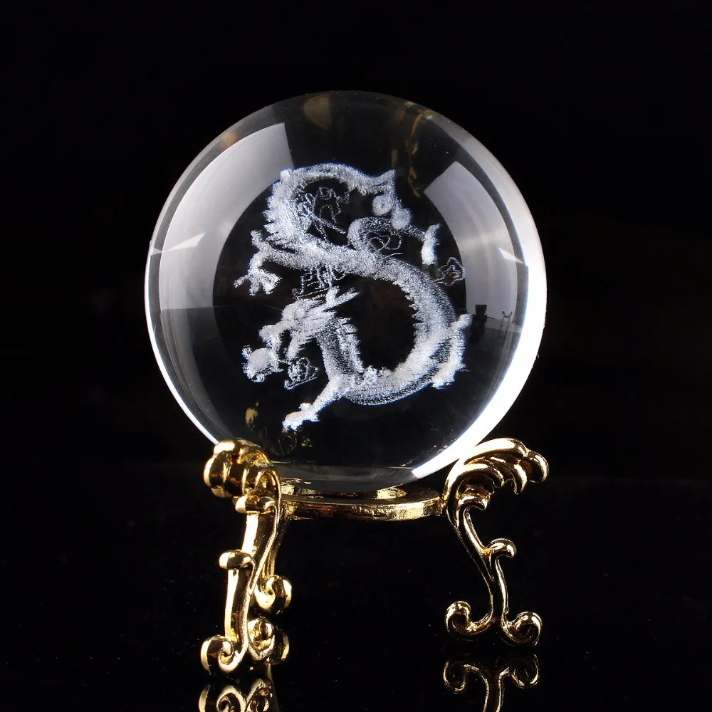C& H 60 мм диаметр 3D лазерная гравировка кристалл дракона стеклянный шар Сфера домашний офис Декор Аксессуары День рождения Свадебные подарки