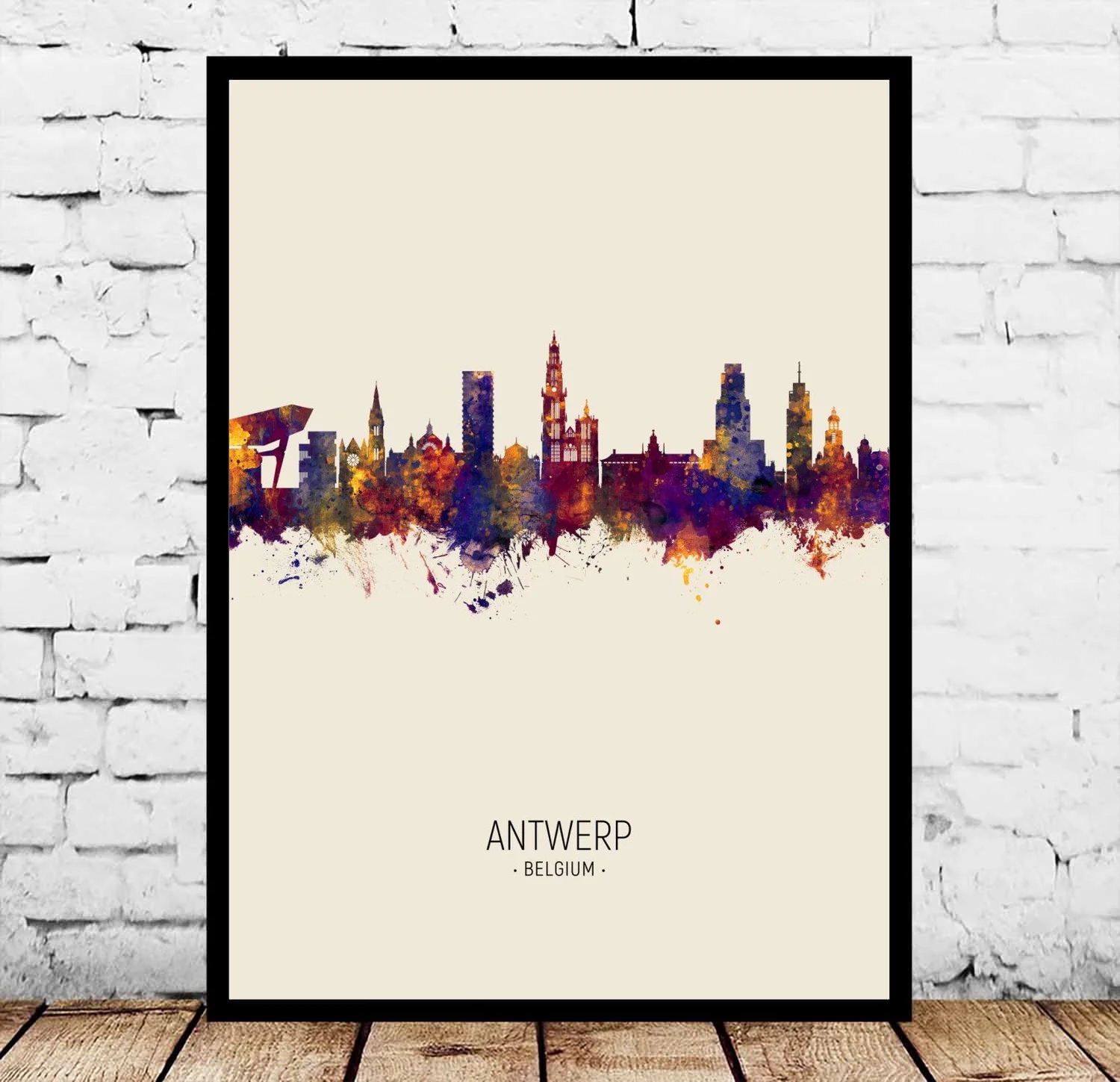 

Antwerp Brussels Liege Belgium Vintage City Poster