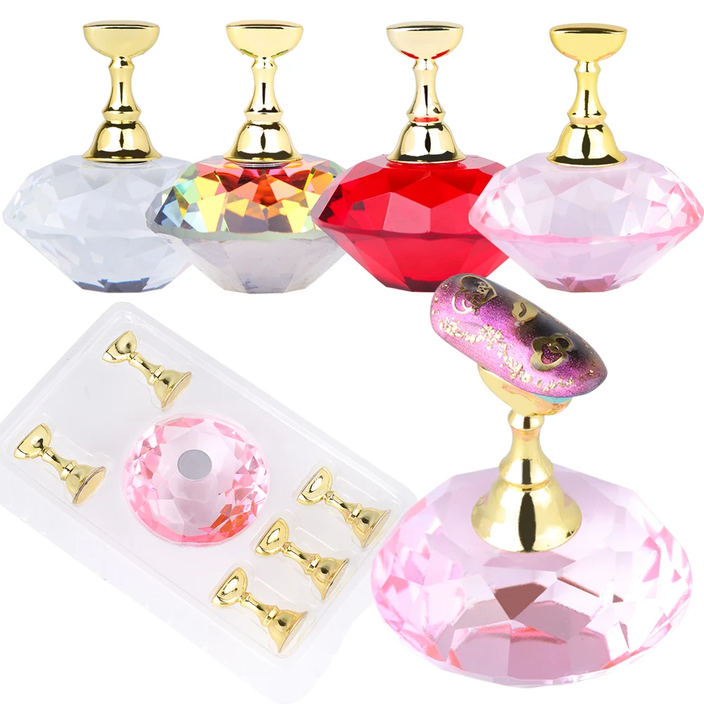 

1 Set Nail Tips Display Stand Magnetic Practice Training Holder Diamond Crystal Acrylic False Nail Tips Manicure Nail Tool JI927