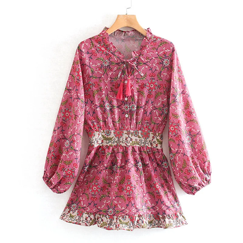 Women's Clothing Dress 2019 Polyester Fabric Printed Long Sleeve Dress Ms Summer Street Sexy Slim Fit Temperament Clothing