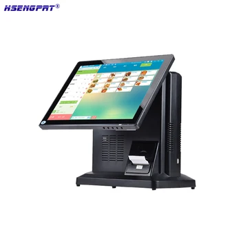 

POS hardware with 15inch single LED Display all in one POS cash register built in with 58mm thermal bill printer for restaurant