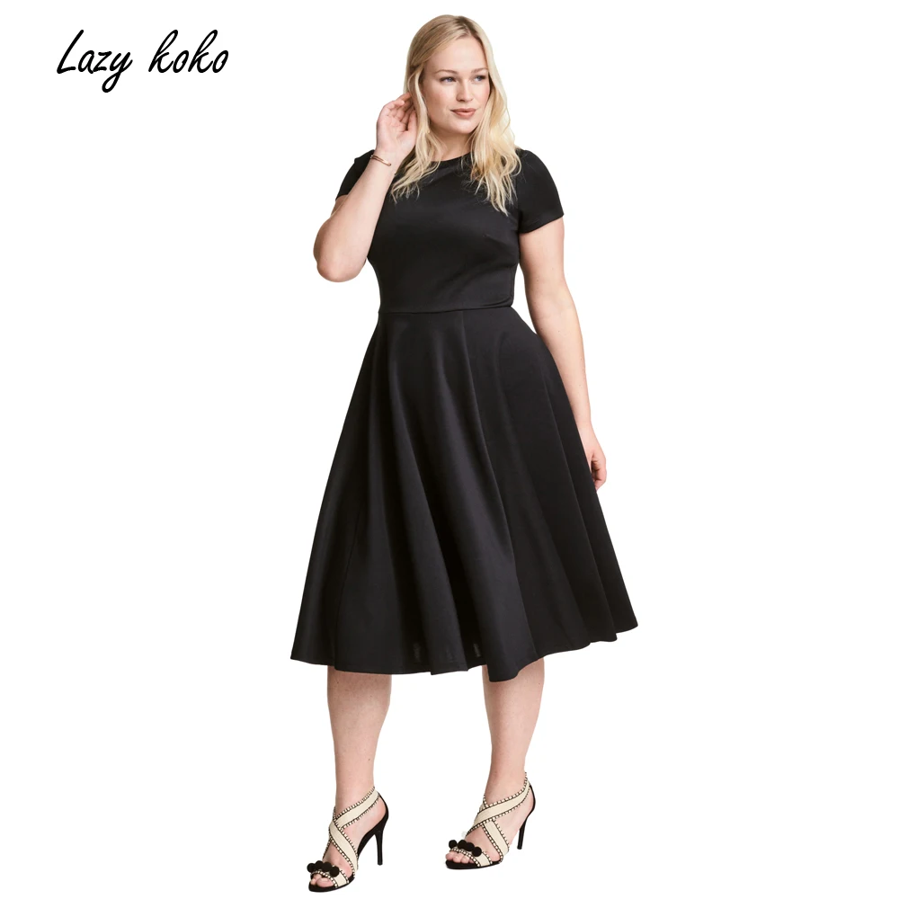 Wedding Simple Black Dress popular simple black dress buy cheap lots from lazy koko 2017 plus size women clothing fashion solid brief dresses short sleeves big
