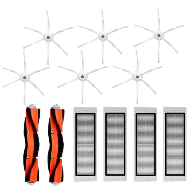 Горячая Распродажа, аксессуары для Roborock, упаковка из 6 шт., боковая щетка, 4 шт., Hepa фильтр, 2 шт., основная щетка, подходит для пылесоса Roboroc - Цвет: Multi