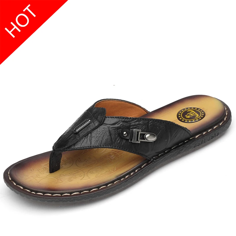 

Men Shoe Men Flip Flops Slippers Chancletas Verano Hombre Chinese Slippers Leather Outside Beach Swimming Shoes Size 38-46 47 48