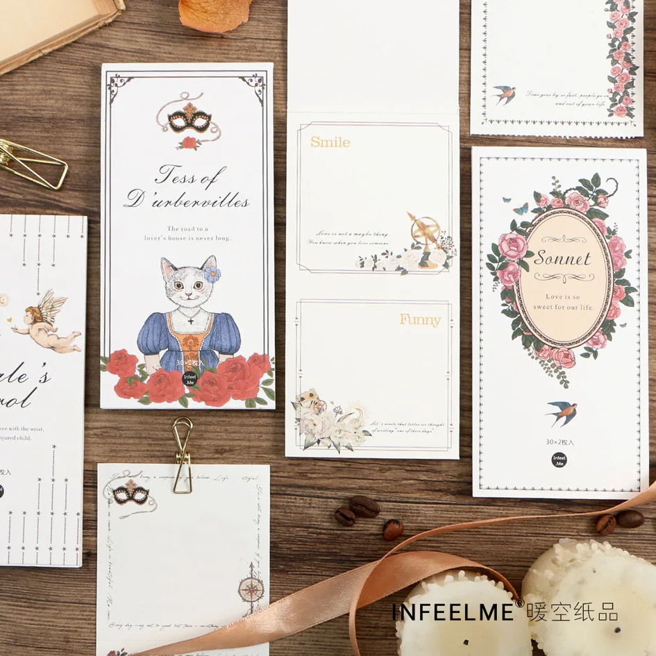 

Retro European border message note times post material dialog message note pad Bookmark Stationery School Office Supply
