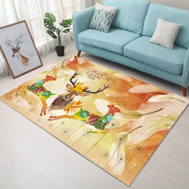100*160cm Super Soft Flannel Abstract hand drawed Elk Carpet baby crawling pad thicken play mat tapis Non-slip rug blanket