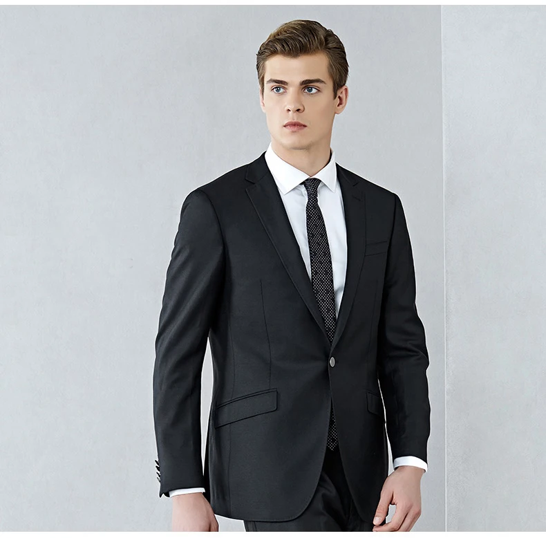 Elegant Black Business Suit Style Single Breasted Notch Lapel Groom Tuxedos Custom Made Suits Business Evening Suit 2 Pieces Elegant Black Business Suit Style Single Breasted Notch Lapel Groom Tuxedos Custom Made Suits Business Evening Suit 2 Pieces