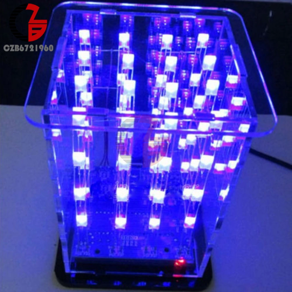 

3D LED Light Squared 4x4x4 2*5*7MM LED Red/Blue Ray DIY Kit