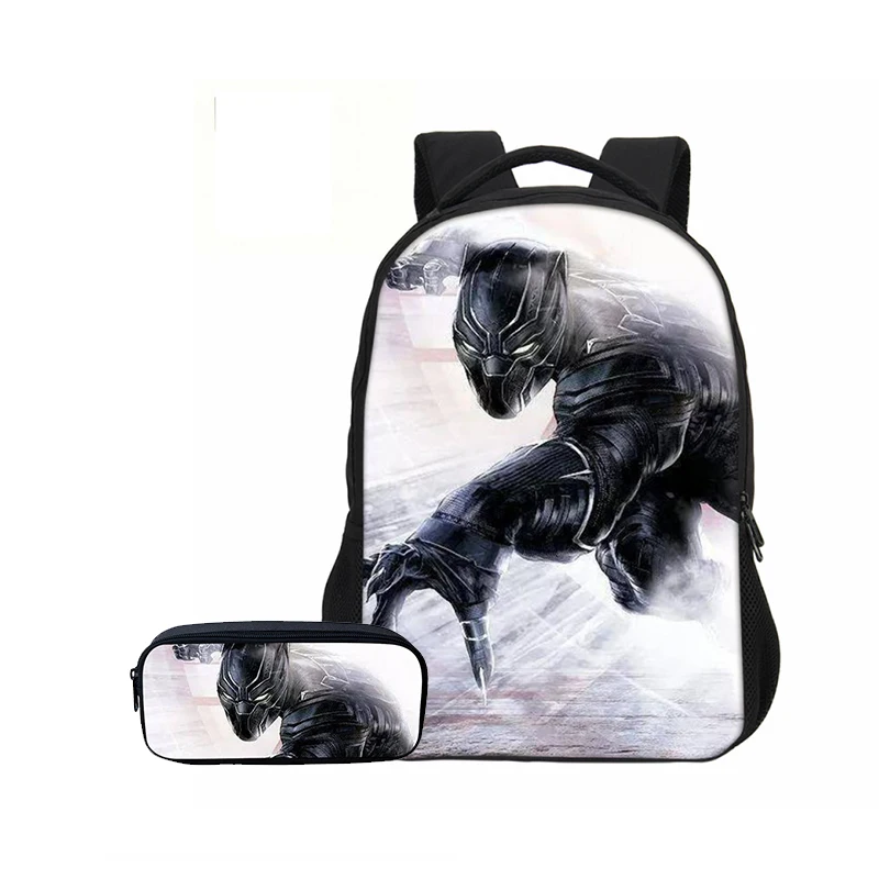 

2018 VEEVANV Fashion 2 PCS/SET Men School Backpacks Pencil Case Black Panther Boys Shoulder Bags Casual Mochila Teenage Bookbag