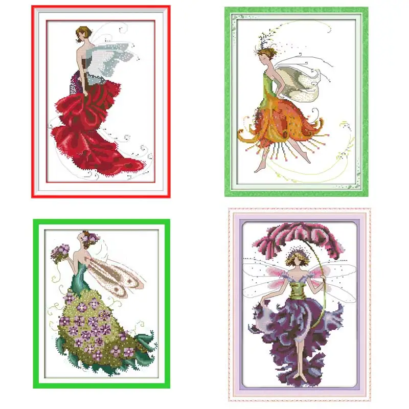 

oneroom Flower fairy atterns Counted Cross Stitch 11CT 14CT Cross Stitch Set Wholesale Chinese Cross-stitch Kits Embroidery
