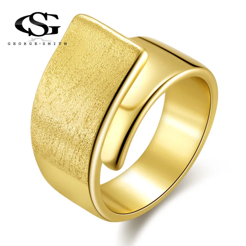 GS Wide Rings For Women Gold Adjustable Men Ring Luxury Wedding Spiral