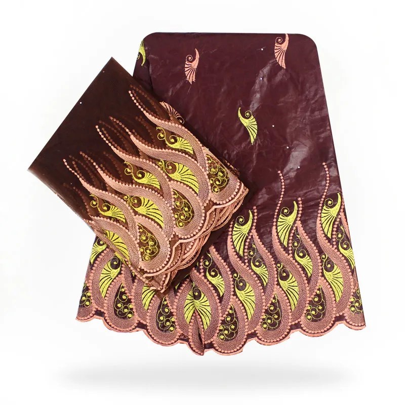 

Brown Color High Quality 100 Cotton Bazin Material Guinea Brocade Jacquard Fabric For Clothing Nigeria Design 40