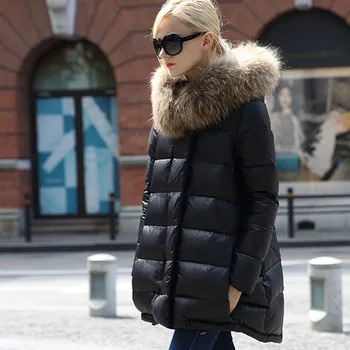 

2018 New Quality Down Jacket Plus Size Women Winter Down Coats With Real Fur Hood Winter Parkas Casacos Femininos