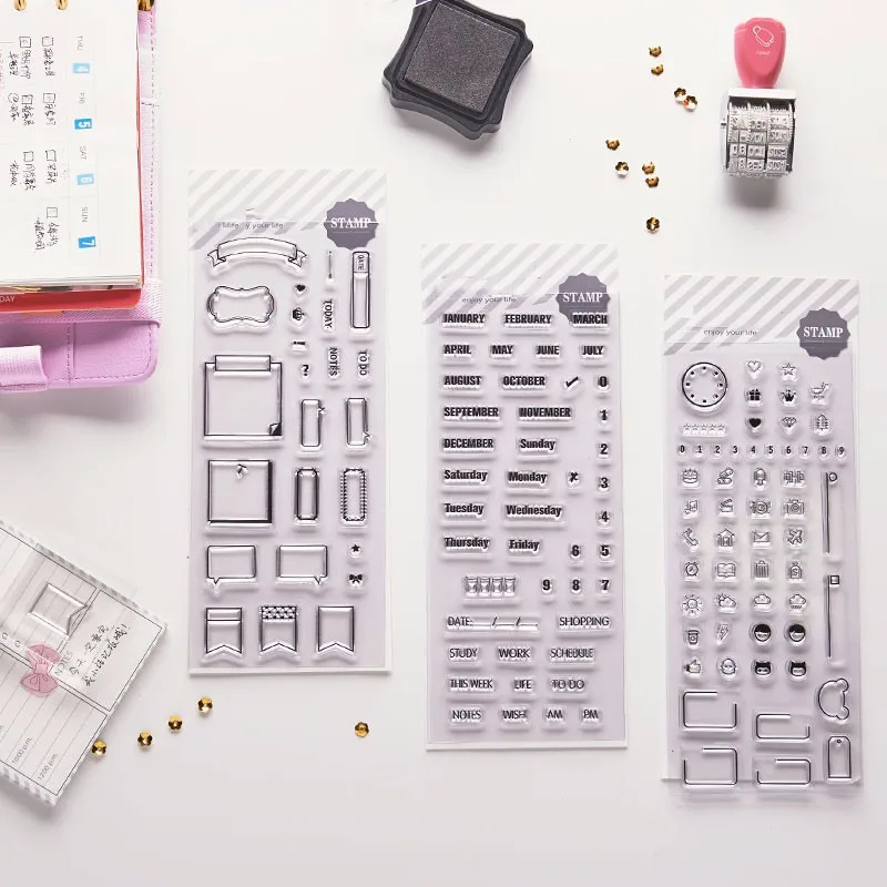 AA Dokibook New Homemade DIY Transparent Stamp Seal Scrapbook Planner Agenda Diary DIY Spare Parts Creative Cute Stationery A