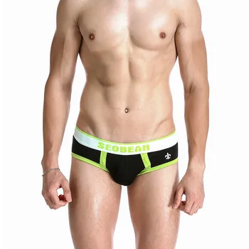 

3pcs/lot New SEOBEAN men's BRIEFS underwear U convex cotton low-waist briefs breathable briefs 3 colors M L XL