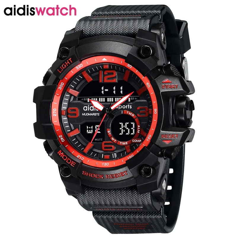 Бренд Addies модные часы для мужчин G Стиль Водонепроницаемый Спортивные военные часы шок Роскошные Аналоговые Цифровые спортивные часы для мужчин