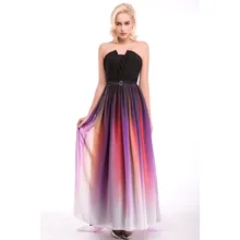 Trendy Gradienten Chiffon abendkleid 2016 heißer verkauf trägerlose backless abendkleid A-linie bodenlangen abendkleid Gradienten