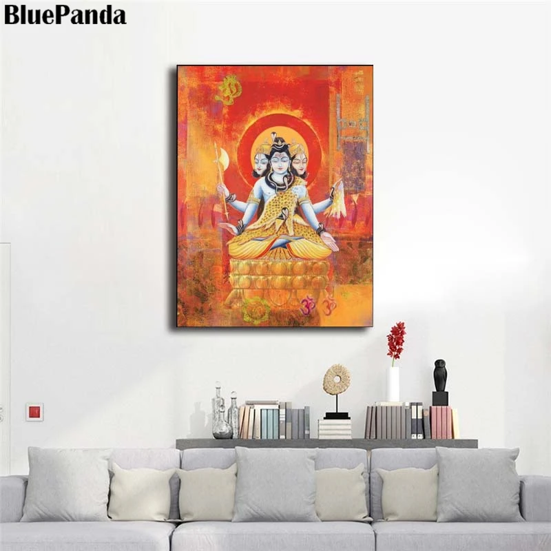 Shiva Portrait индийская религия картина холст рисунки постер настенное искусство