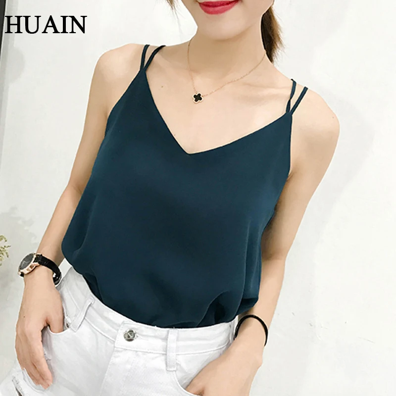 

Women Sleeveless Shirt Camis Chiffon Tank Top Summer 2019 Double Layer Loose Tank Top Vest Casual Lady Camisole Female Clothing
