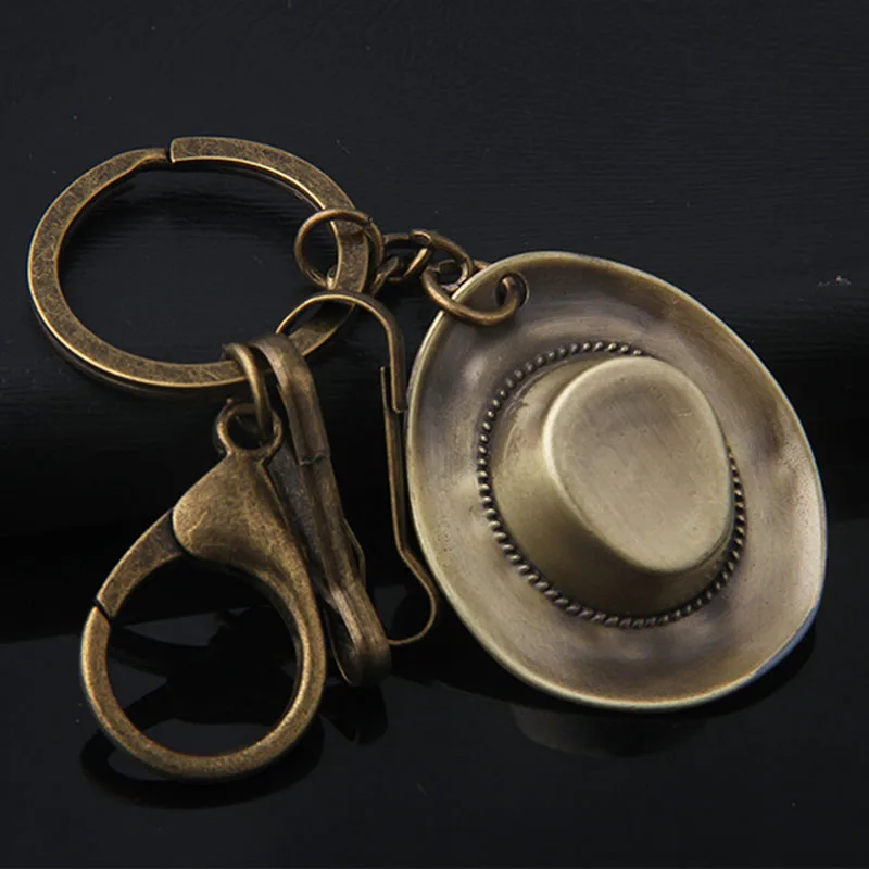 Personalized Metal Keychain green bronze retro cowboy hat creative