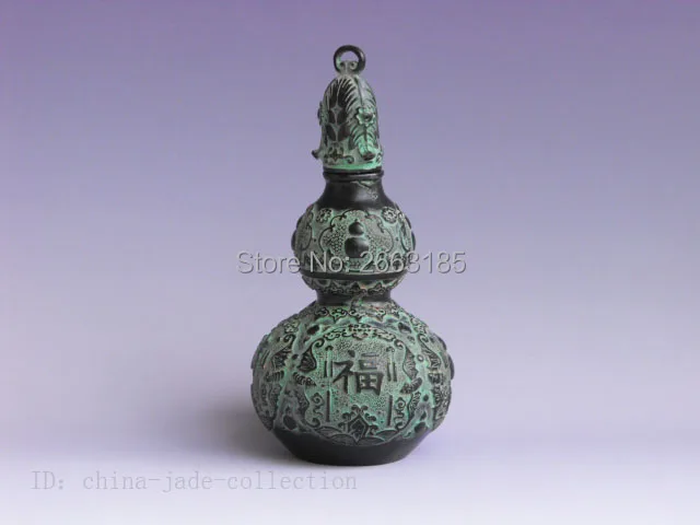 

Home Decoration Chinese Antique Imitation Bronze Lucky Gourd Wine Pot Living Room Crafts Carven FU Feng Shui