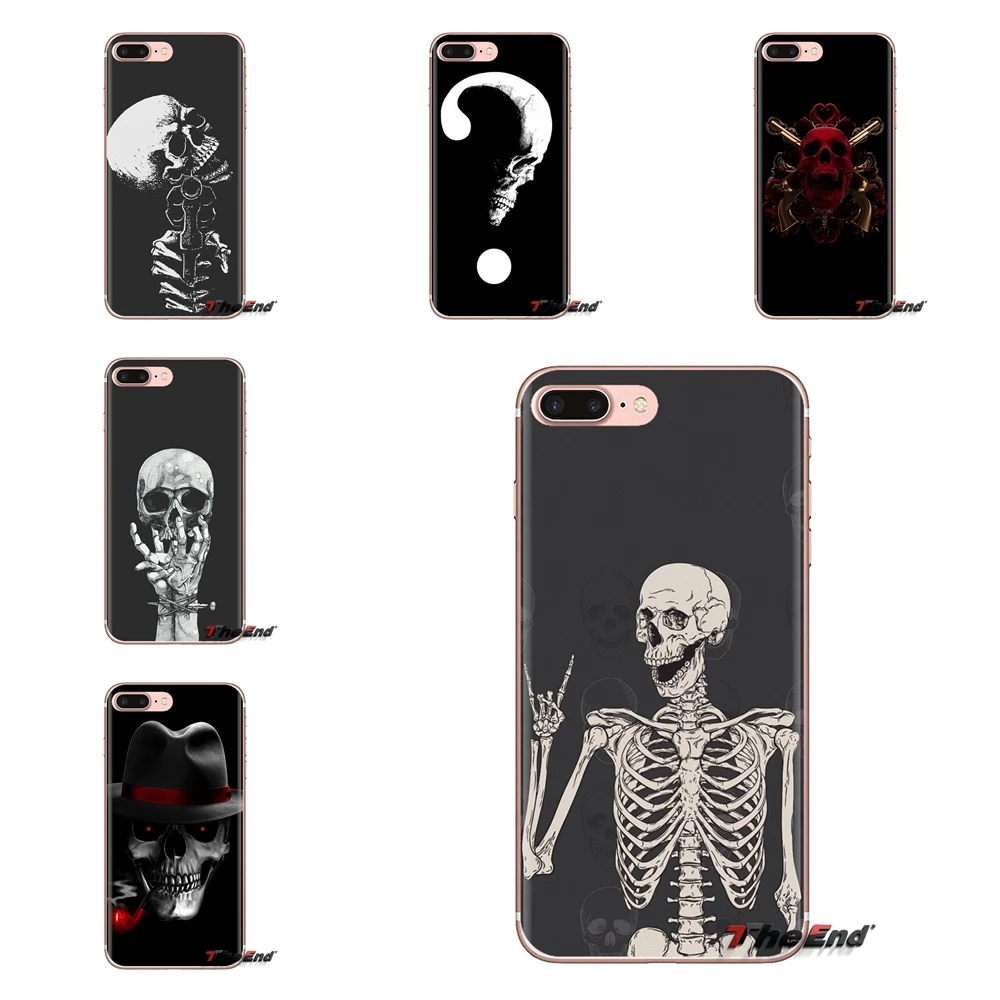 Черный череп белый цветок для iPod Touch Apple iPhone 4 4S 5 5S SE 5C 6 6S 7 8 X XR XS Plus MAX мягкие