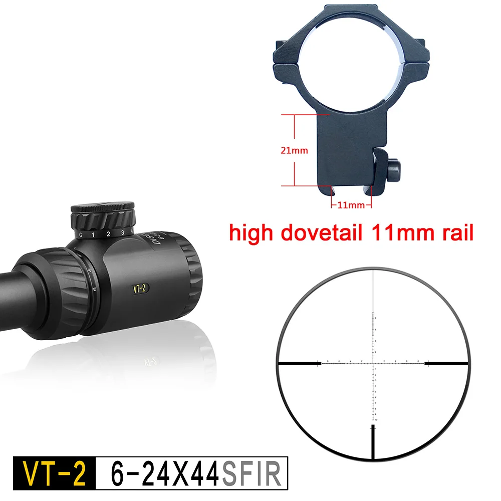 Discovery VT-2 6-24x44 SFIR Mil-dot оптический прицел с подсветкой - Цвет: 7high dovetail 11mm