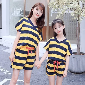 

2019 Summer Matching Mother Daughter Clothes Family Look Girls Clothing Set Big Sister Little Sister Mommy and Me Clothes