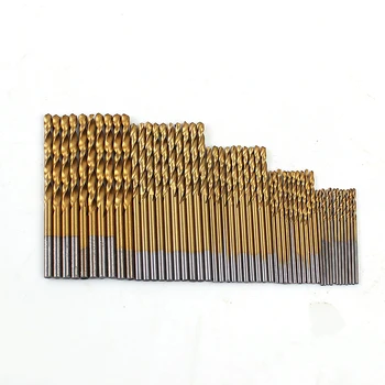 New 50Pcs/Set Twist Drill Bit Set Saw Set HSS High Steel Titanium Coated Drill Woodworking Wood Tool 1/1.5/2/2.5/3mm For Metal