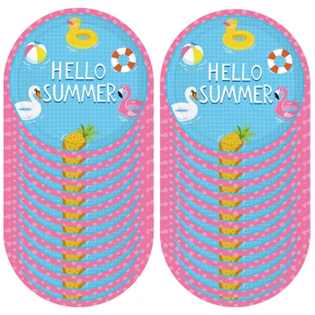 

9inch 8 People Paper Plates Hello Summer Party Decorations Cartoon Swimming Pool Disposable Tableware Sets Birthday Party Favors