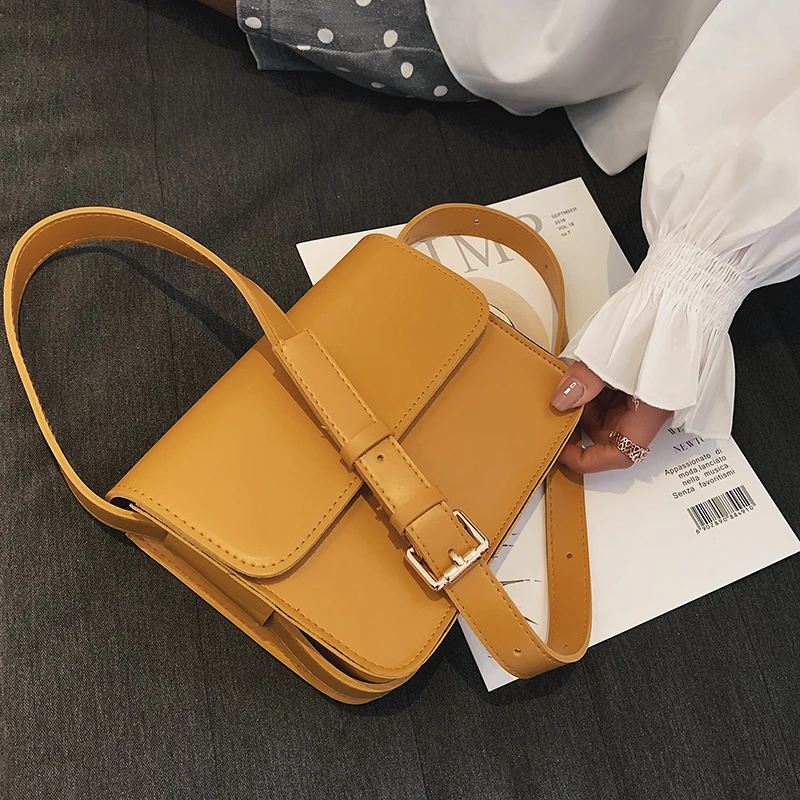 

Simple Style PU Leather Crossbody Bags For Women 2019 Design Solid Color Shoulder Messenger Bags Female Travel Small Handbags