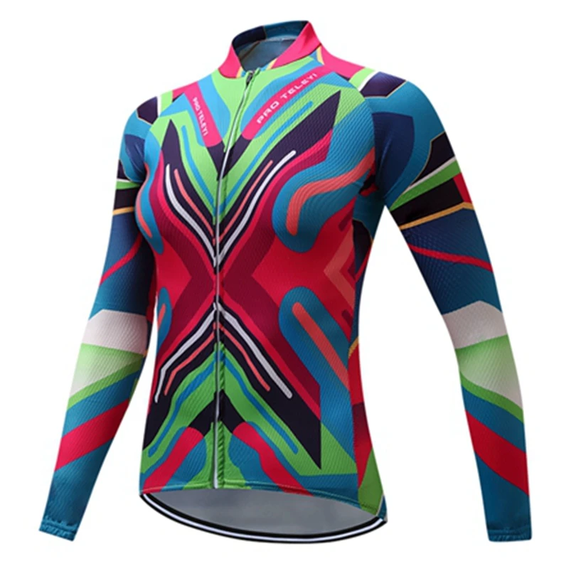 

Teleyi 2018 Cycling Jersey Spring/Autumn Women's Long Sleeve 100% Polyester quick dry Outdoor Sports Bike Clothing Ropa Ciclismo