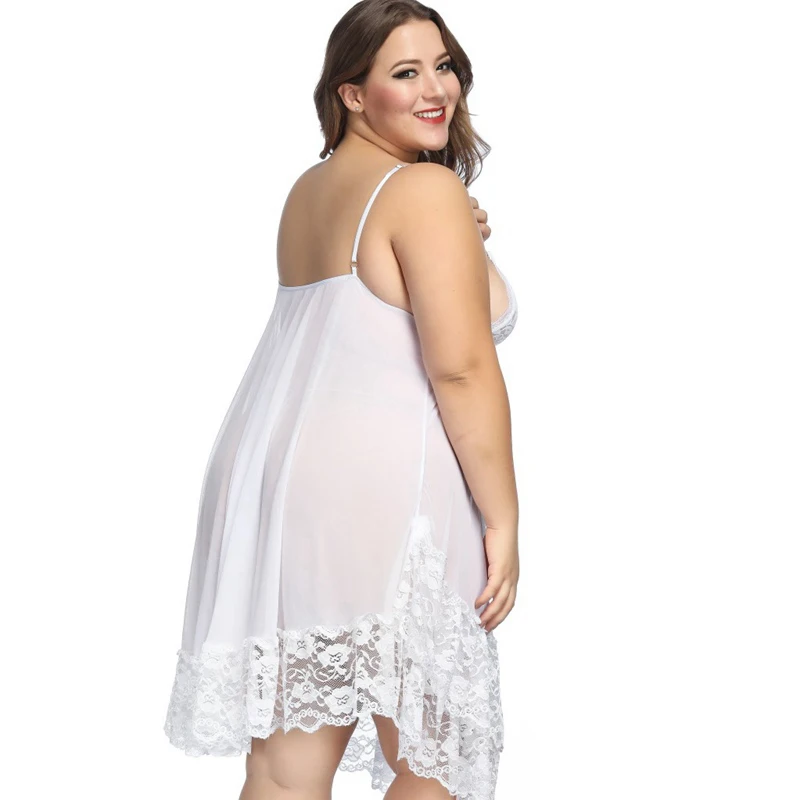 6XXL Plus Size Lingerie Porno Lace See Though Womens Clothing Ropa Sexy Para El Sexo Lingerie Dress Sleepwear Night Gown