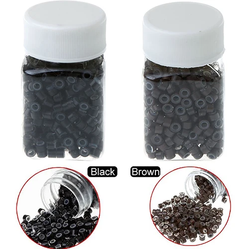 

500Pcs Silicone Aluminum Micro Link Beads Rings 5.0*3.0*3.0mm Micro Rings Links Beads for Feather Hair Extensions Cosmetic