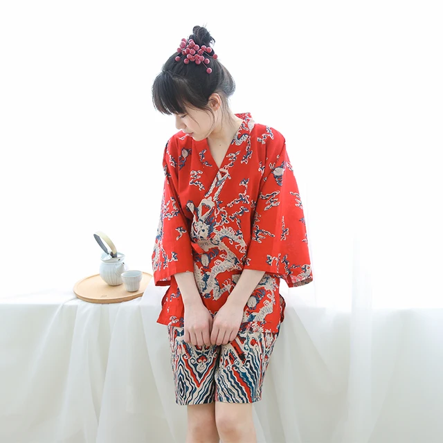 2019 summer traditional women japanese pajamas sets 100 cotton simple