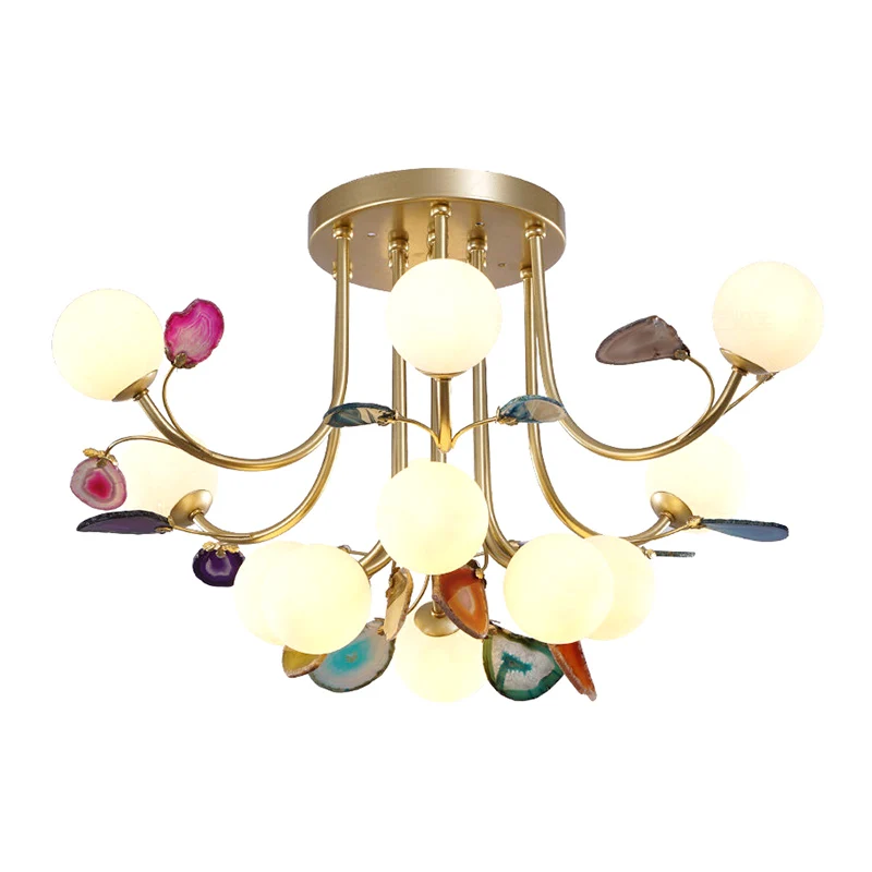

modern G9 Agate Ceiling light Glass Ball Lampshade Hanging Lamps Lustre Lighting Living Room Pendant Ceiling Decorative lighting