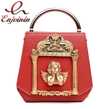 Винтажная барокко ангел Купидон Коробка Форма pu кожа жемчужная цепь сумка на плечо сумка для вечеринок женская сумка через плечо