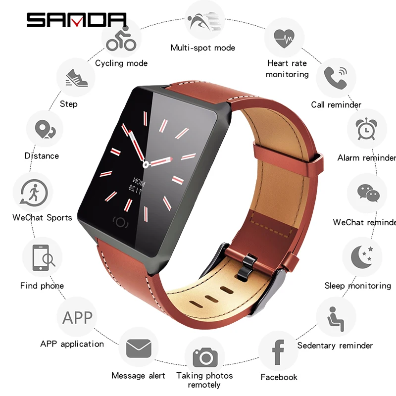 

Sanda CK19 Smart Watch Men Fitness Tracker Bracelet Heart Rate Tracker Sleep Watches IP67 Waterproof Smart Band reloj hombre