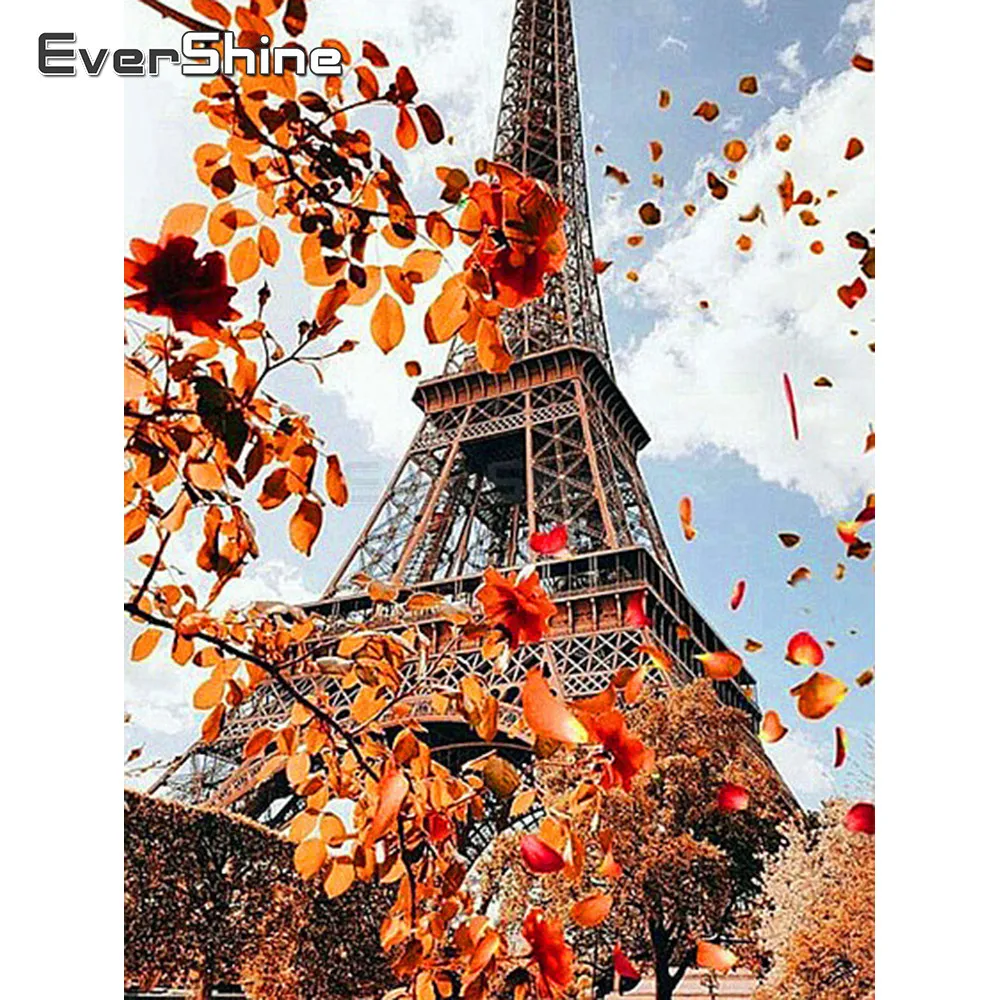 

EverShine Diamond Embroidery Scenery Full Square Diamond Painting Tower Picture Of Rhinestones Cross Stitch Living Room Decor