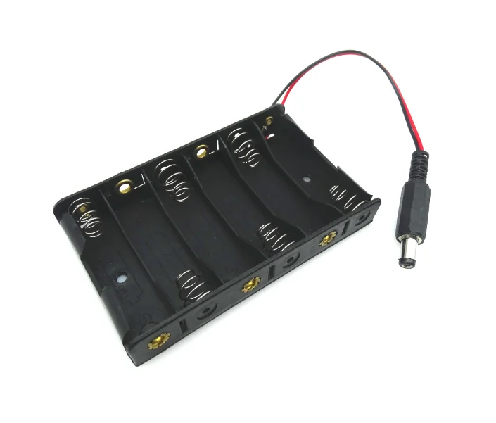 Battery Case Holder with Clip for 6pcs AA Ordinary or Rechargeable