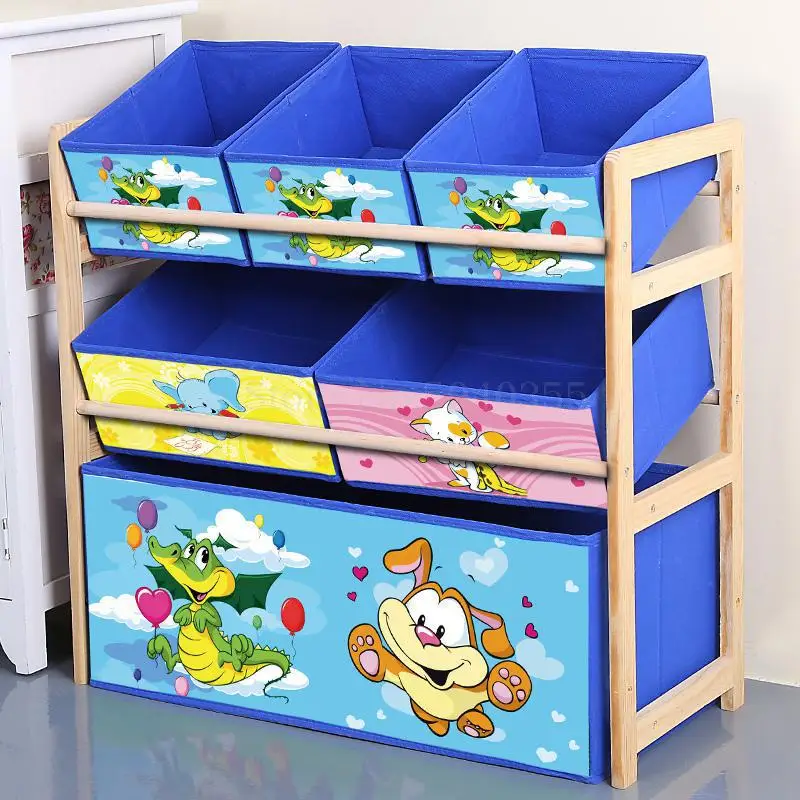 Solid wood toy rack storage rack toy box finishing child toy cabinet home toy storage artifact - Цвет: VIP 18