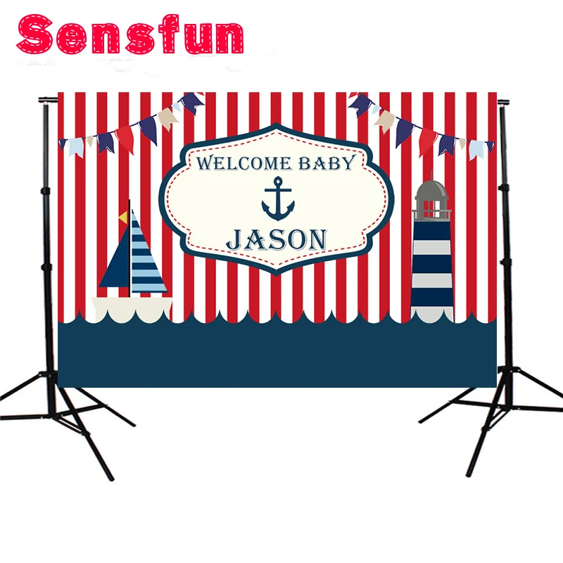 

7x5ft The Pirate Theme Anchor Nautical Birthday Party for Children Custom Photo Studio Backdrop Background Vinyl