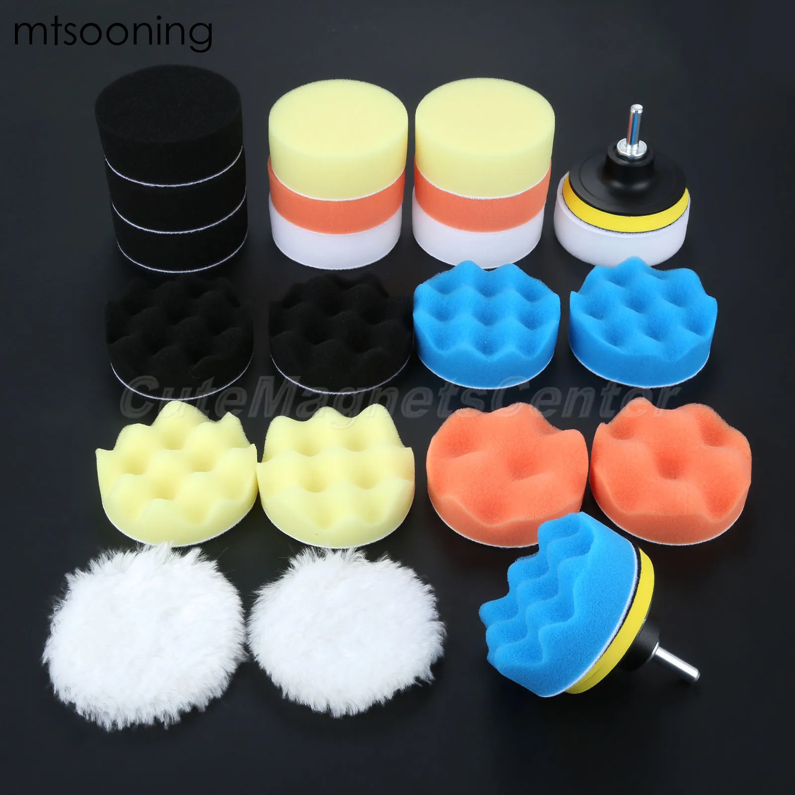 Conjunto de Almofada de Polimento do Carro Mtsooning Polegada M10 Broca Adaptador Enceramento Polimento Almofadas Conjunto Polisher & 25 Pçs 3 8 Esponja p encerar