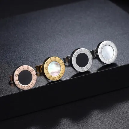 

Round Shine Earrings For Women Fashion Jewelry With brand logo Stainless Steel 10MM Diameter Stud Earrings Men brincos Boy Girls