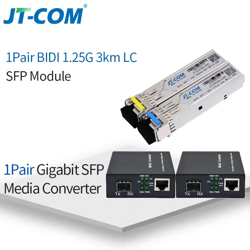 1 пара гигабитный медиаконвертер SFP трансивер модуль 5 км 1000 Мбит/с быстрый Ethernet RJ45 в волоконно-оптический коммутатор 2 порта SC одиночный режим - Цвет: with BIDI LC 3km