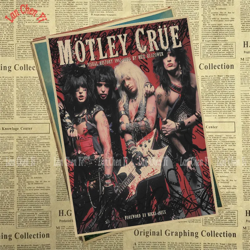 Motley Crue Band Классический Ностальгический матовый крафт-бумага плакат для кафе креативная настенная бумага украшение интерьера