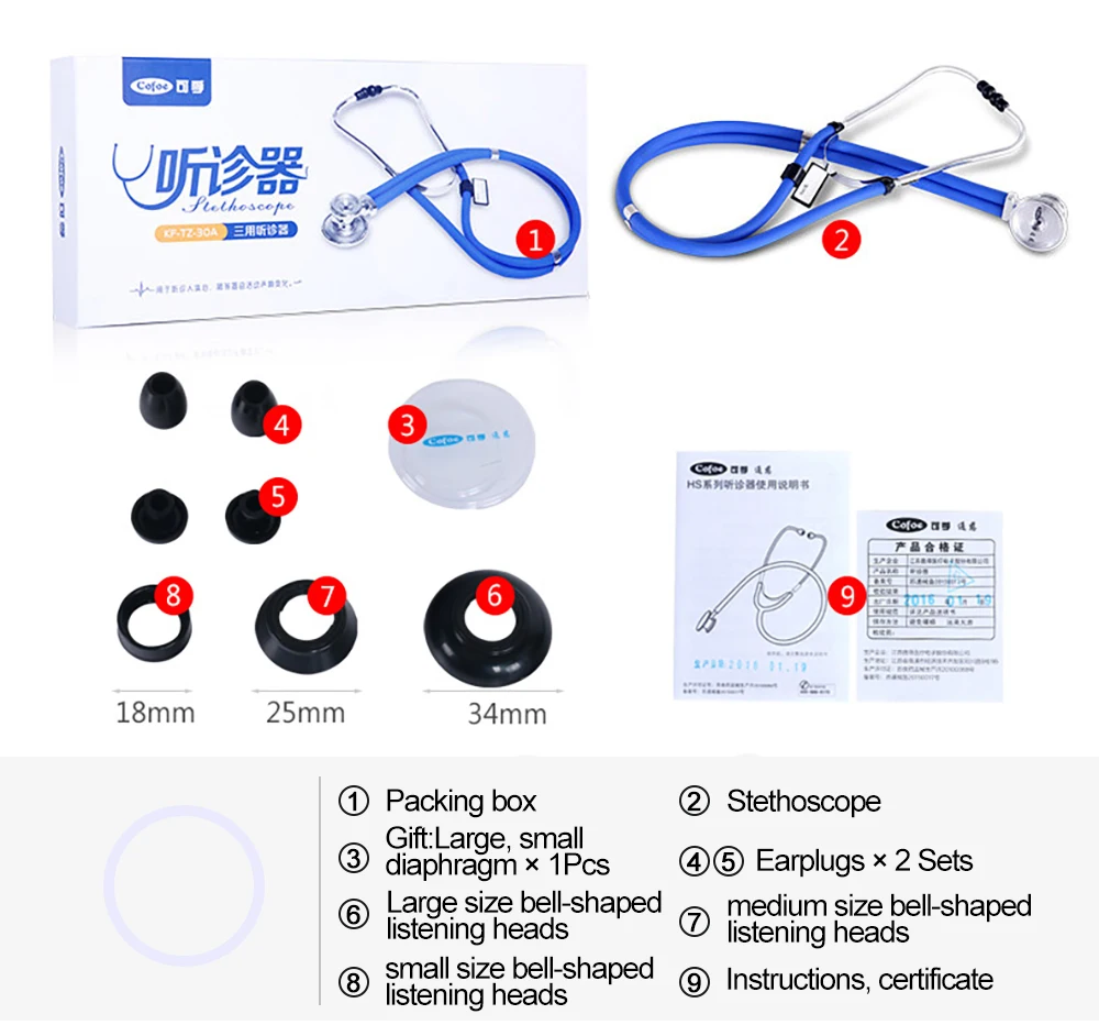 Cofoe профессиональный медицинский стетоскоп двуглавый стетоскоп сердце стетоскоп медсестра Студенческая устройство медицинского оборудования для hea