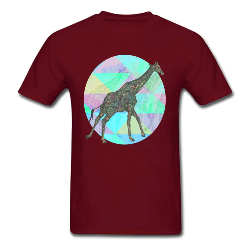 Design Giraffe Remix Men's Top T-shirts Family Labor Day Short Sleeve Crewneck Cotton Tees Design Tee Shirts Free Shipping Giraffe Remix maroon