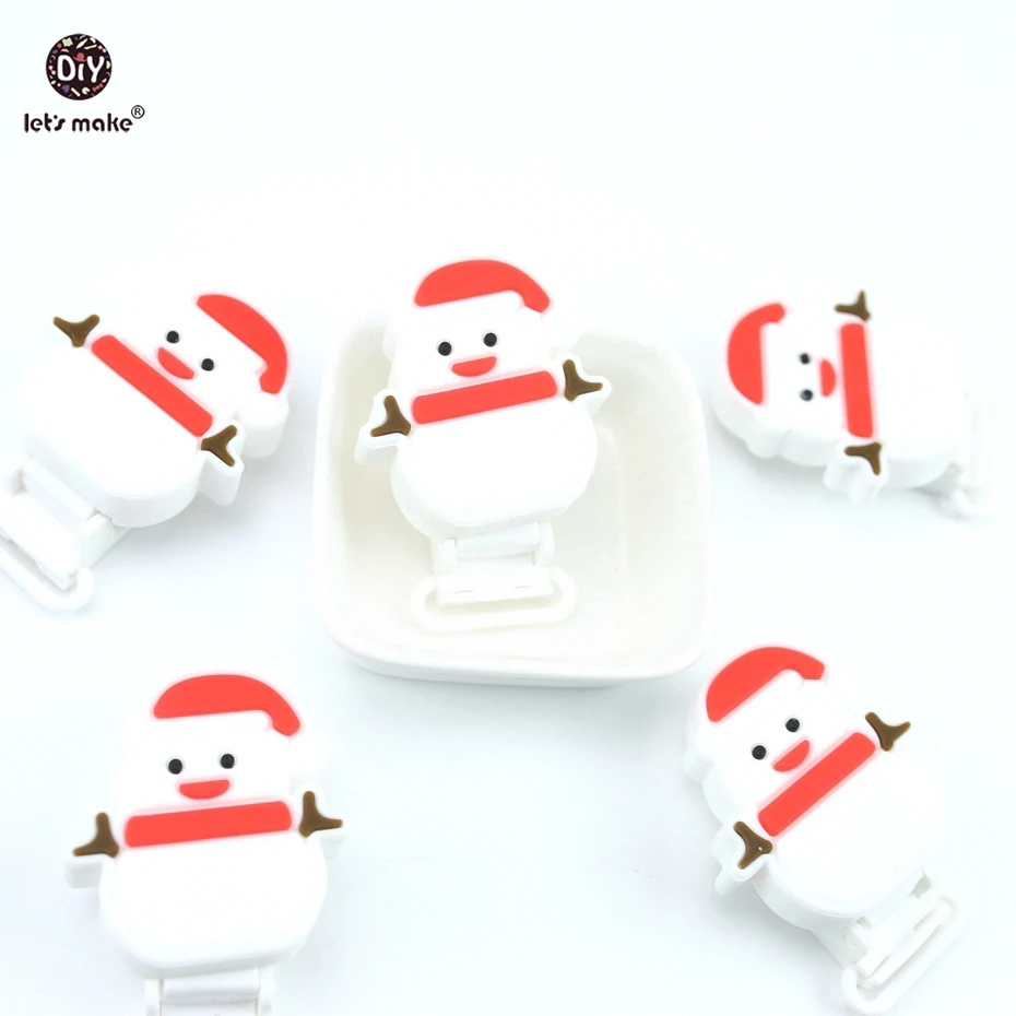 

Let's make 5pcs Pacifier Clips Silicone Snowman Christmas DIY Dummy Clip Chain Accessories Handmade Food Grade Silicone Teether