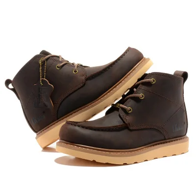 brown 2019 Sapatos De Respirável Ar Ajuda Botas Ferramentas Livre Couro Inglaterra Dos Beige Rendas Alta red Casuais Homens Ao Caminhada Urq0U